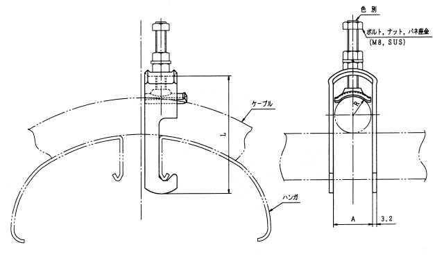 ケーブルクランプ寸法図